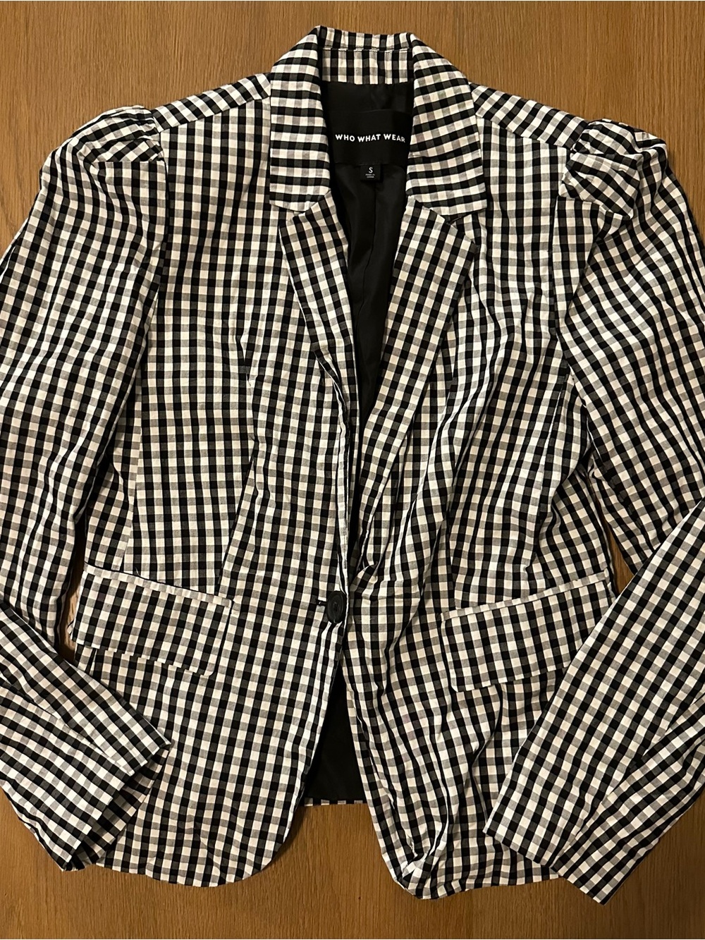 Who What Wear Black and White Gingham Blazer